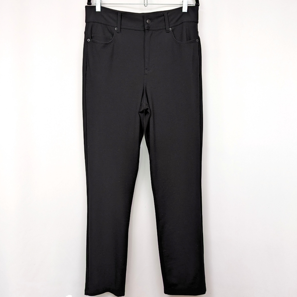 DKNY High Rise Ponte Pants Straight Leg Stretch Dressy Rayon Spandex Black 14